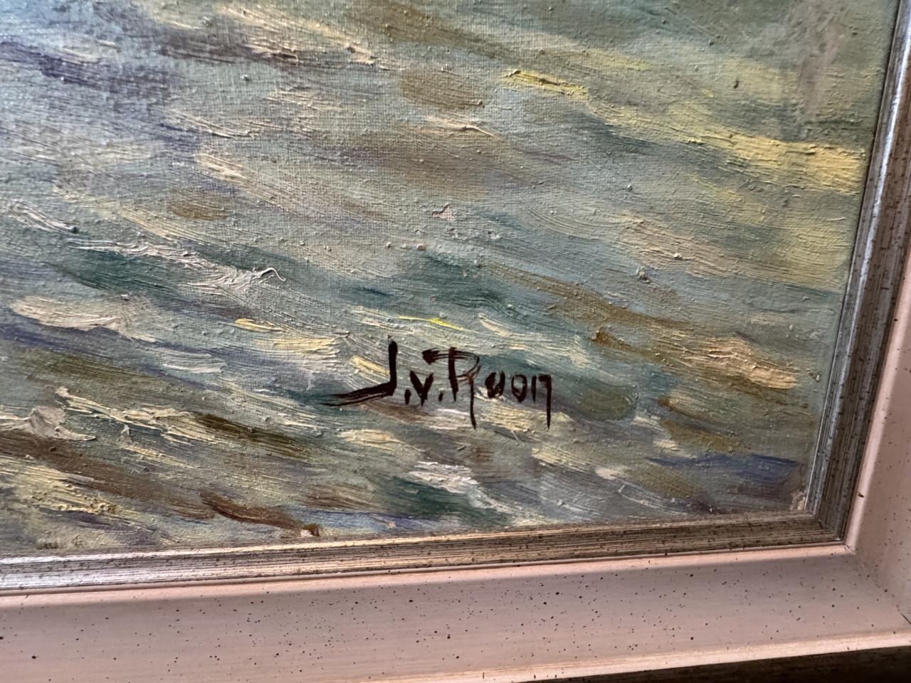 Schilderij Havenzicht inclusief lijst te koop