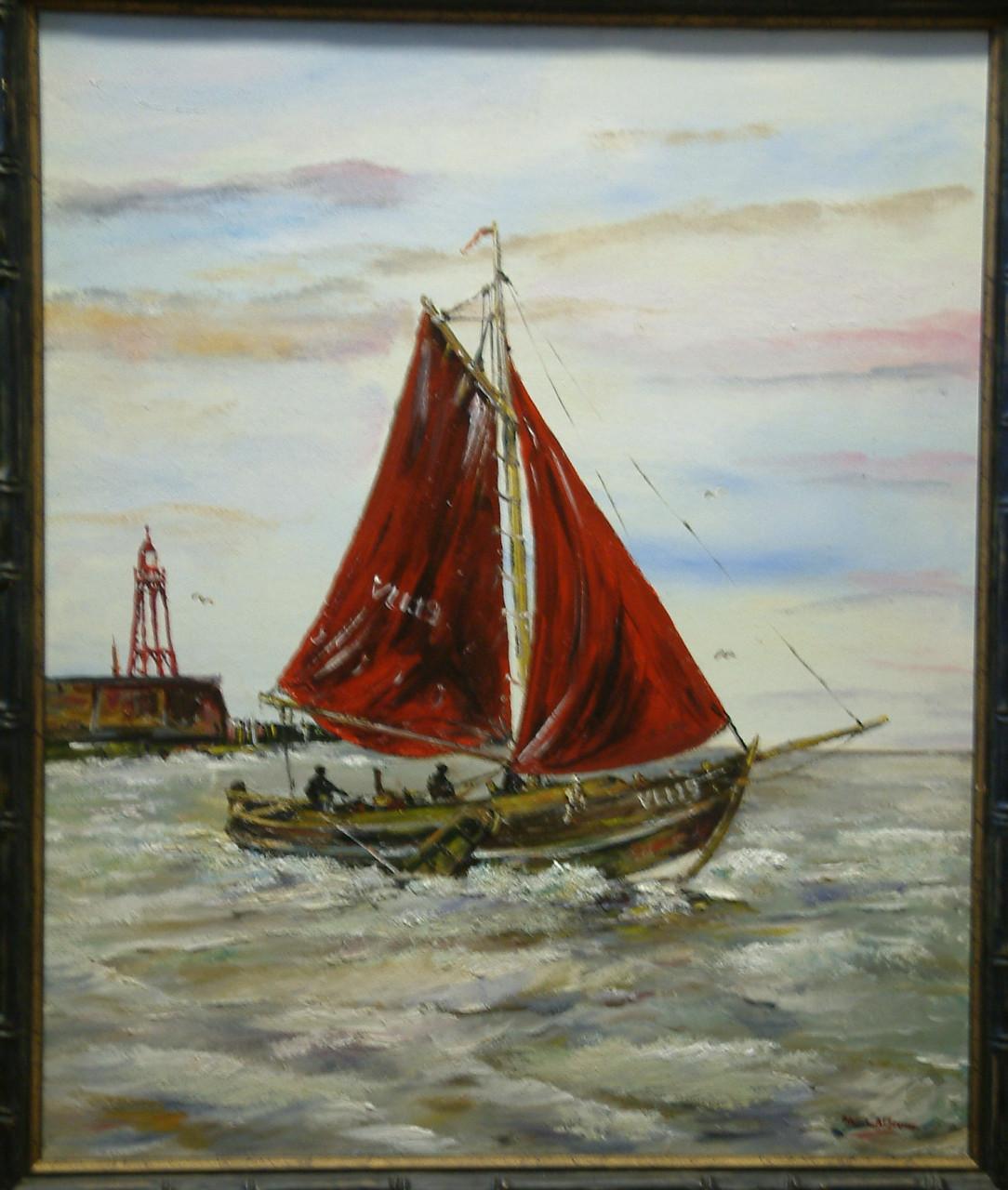 Hoogaars -hengst  oude visserij  schilderijen  Jac Caljouw  Arnemuiden