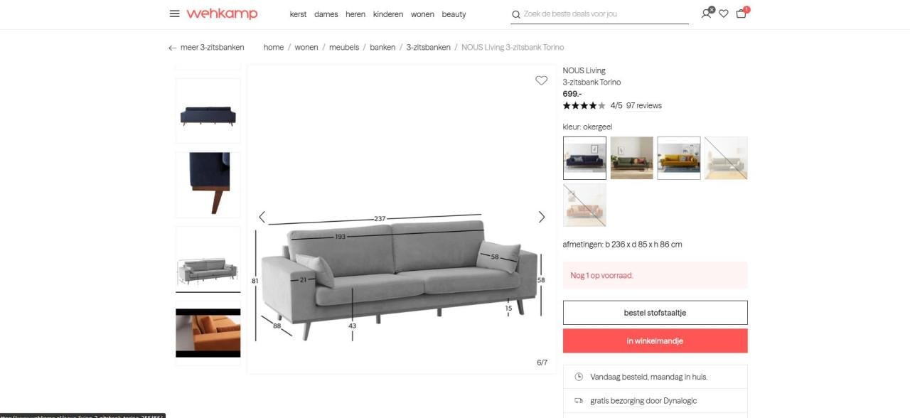 3-zitsbank Torino NOUS Living