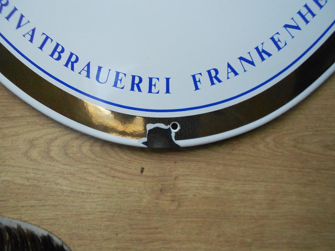 Emaille reclamebord plaat schild Frankenheim alt bier