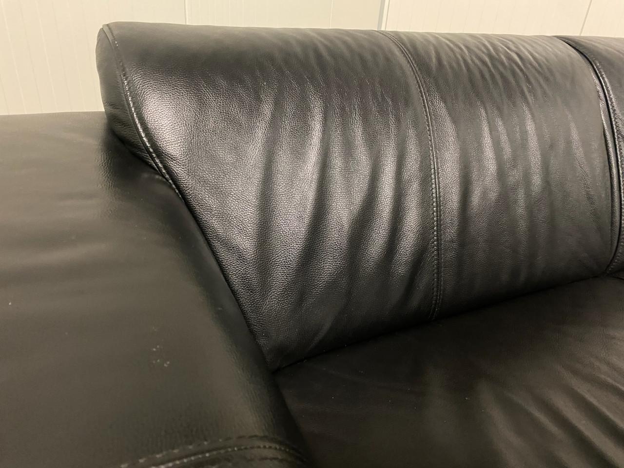 Zwarte Echt Leren Hoekbank-Gratis Levering NL