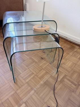 Glazen bijzettafeltje (set 3 stuks)