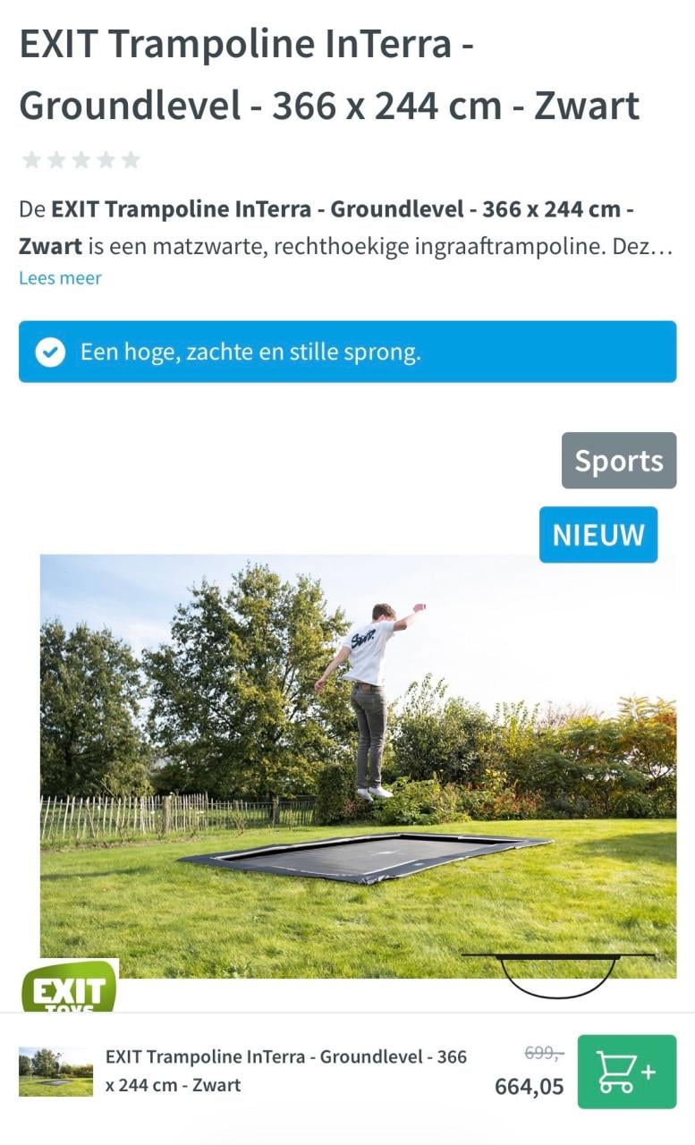 EXIT Trampoline - inground - 366 x 244 cm