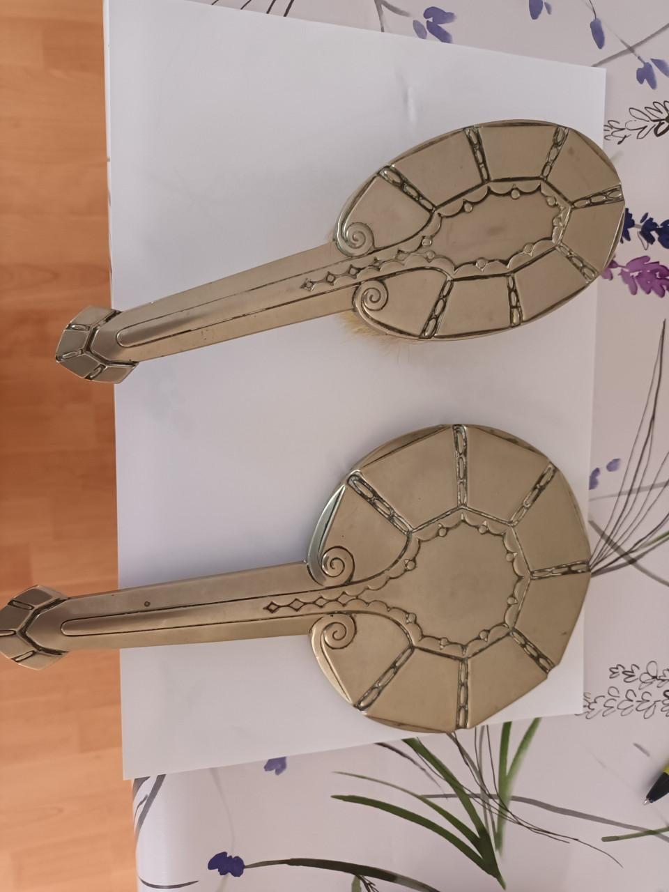 Antieke zilveren borstel en Spiegel mogelijk Art Nouveau-of Art Deco