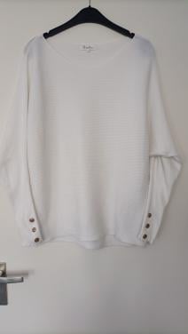 Witte trui en shirt maat XL. Leuk te combineren op deze bruine broek, mt 40