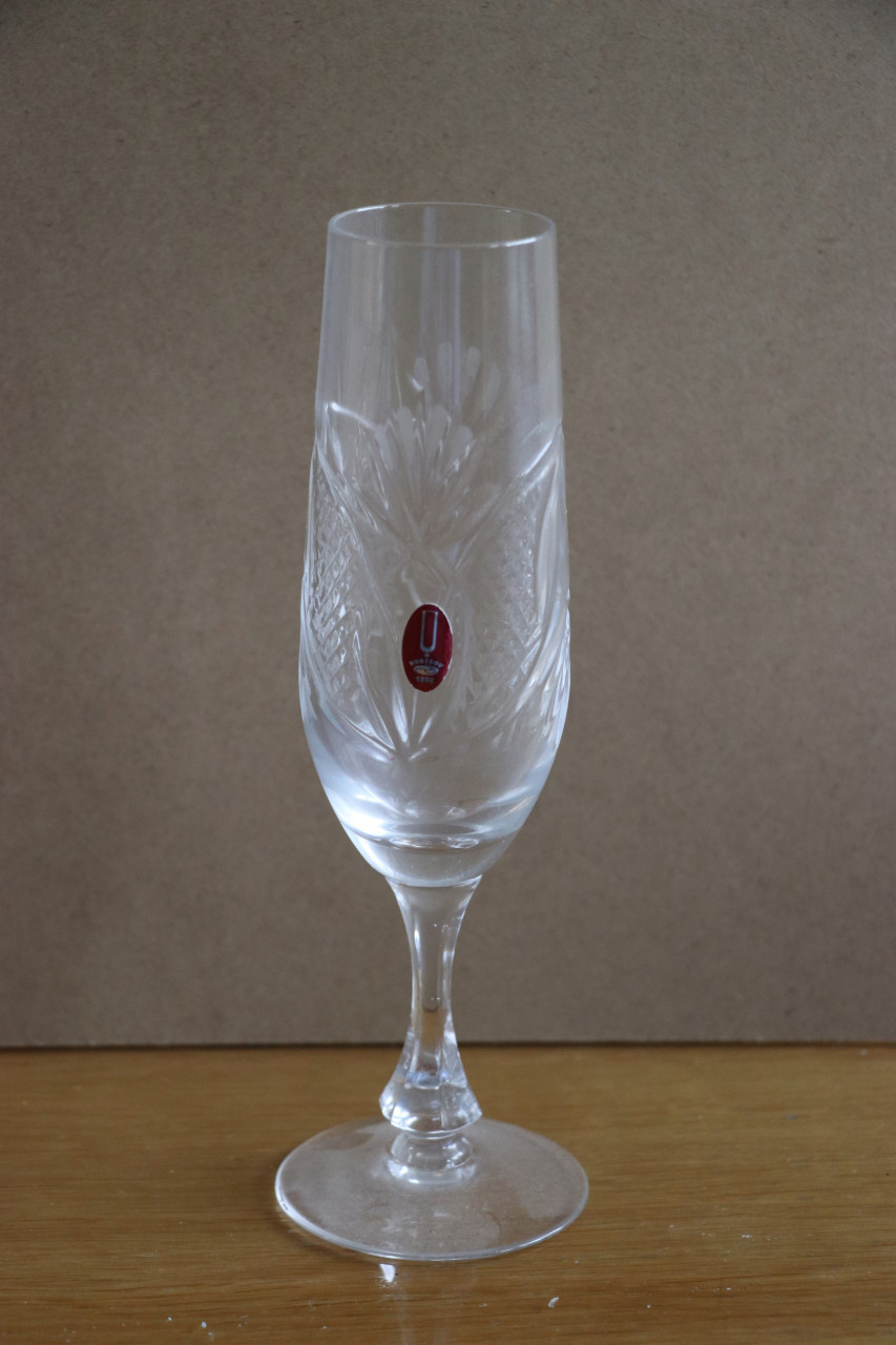 Kristal Borisov uit Belarus 6 champagne glazen 190 ml 24% Pbo Hoog 21 cm
