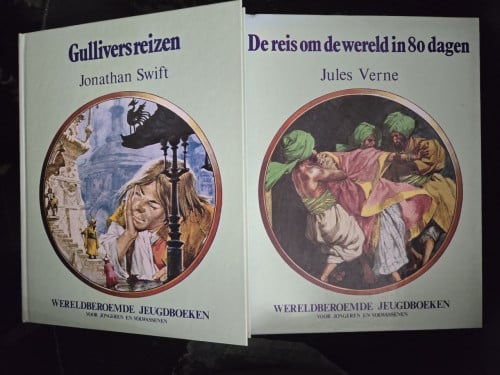2 Boeken : Gullivers Reizen en de reis om de wereld in 80 dagen 1984