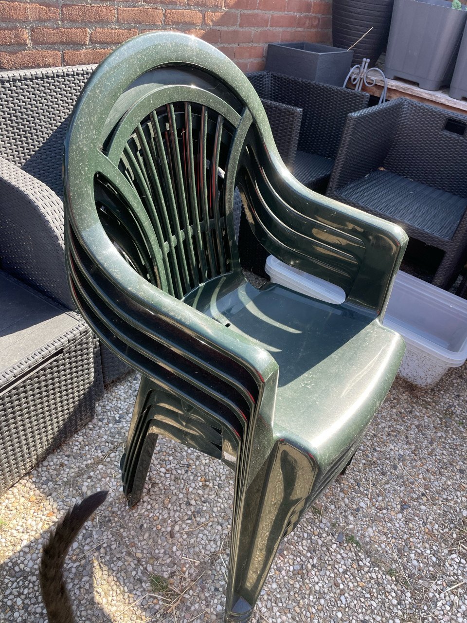 4 groene tuinstoelen