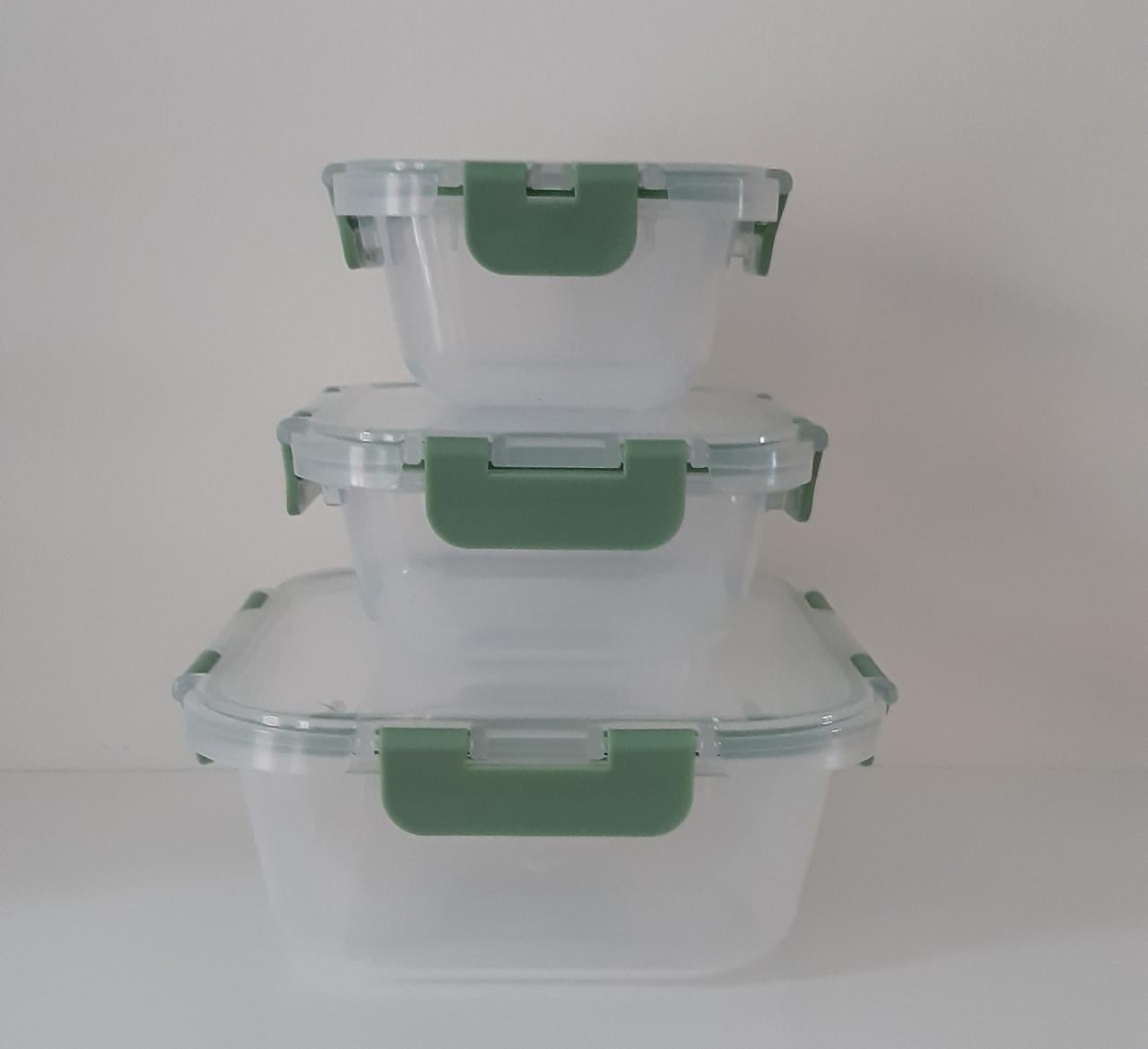 HEMA 3 bewaardozen + clipdeksel, voorraad, vershoudbakjes, semi transparant