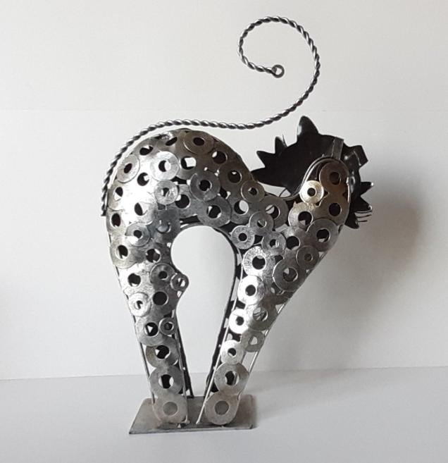 Poes, kat metalen decoratie