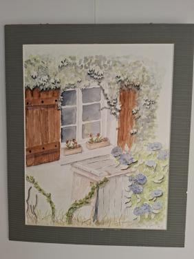 Aquarel van raam