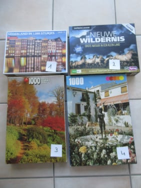 4 leuke volledige puzzels van 1000 stukjes, zo goed als nieuw