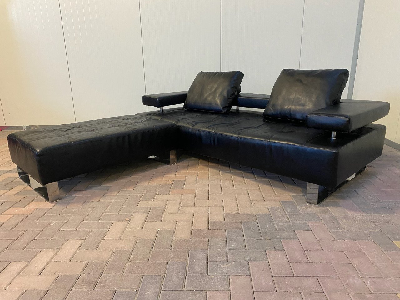 GRATIS LEVERING HEEL NL Montel 3-zits Echt Leren Bankstel met Hocker