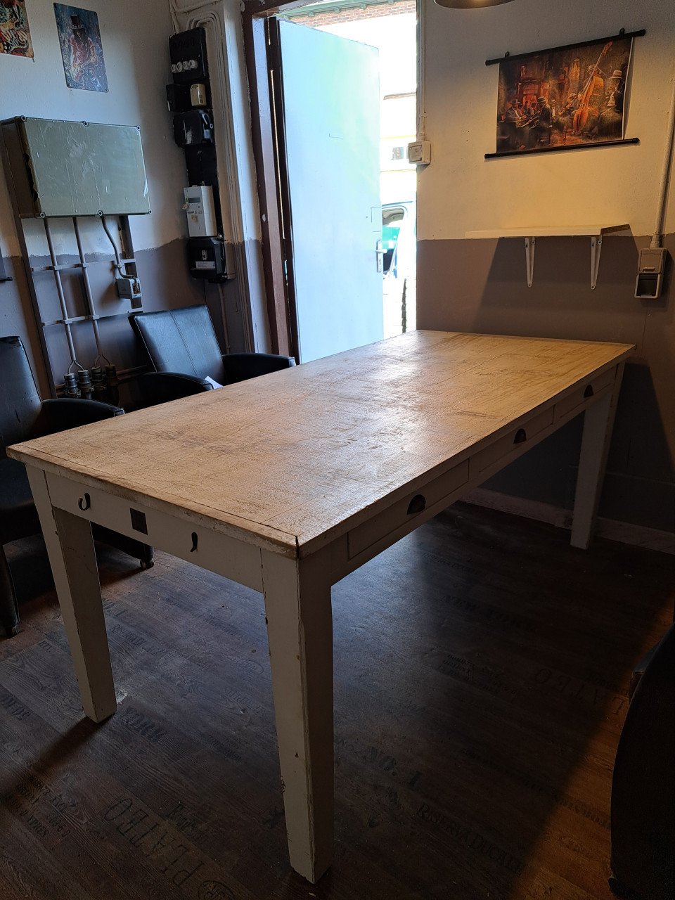 Riviera maison tafel met 6 stoelen van leer