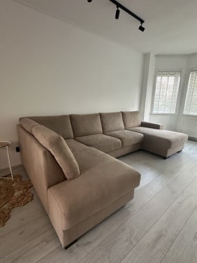Zacht leren U bank (zo goed als nieuw)