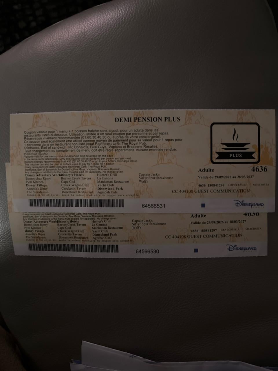 Vouchers demi pension plus Disneyland Parijs