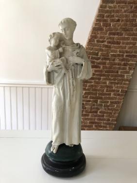 Mooi groot brocante heilige st. Antonius beeld