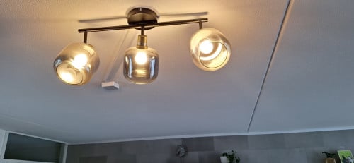 Prachtige plafondlamp, 3 spots glas