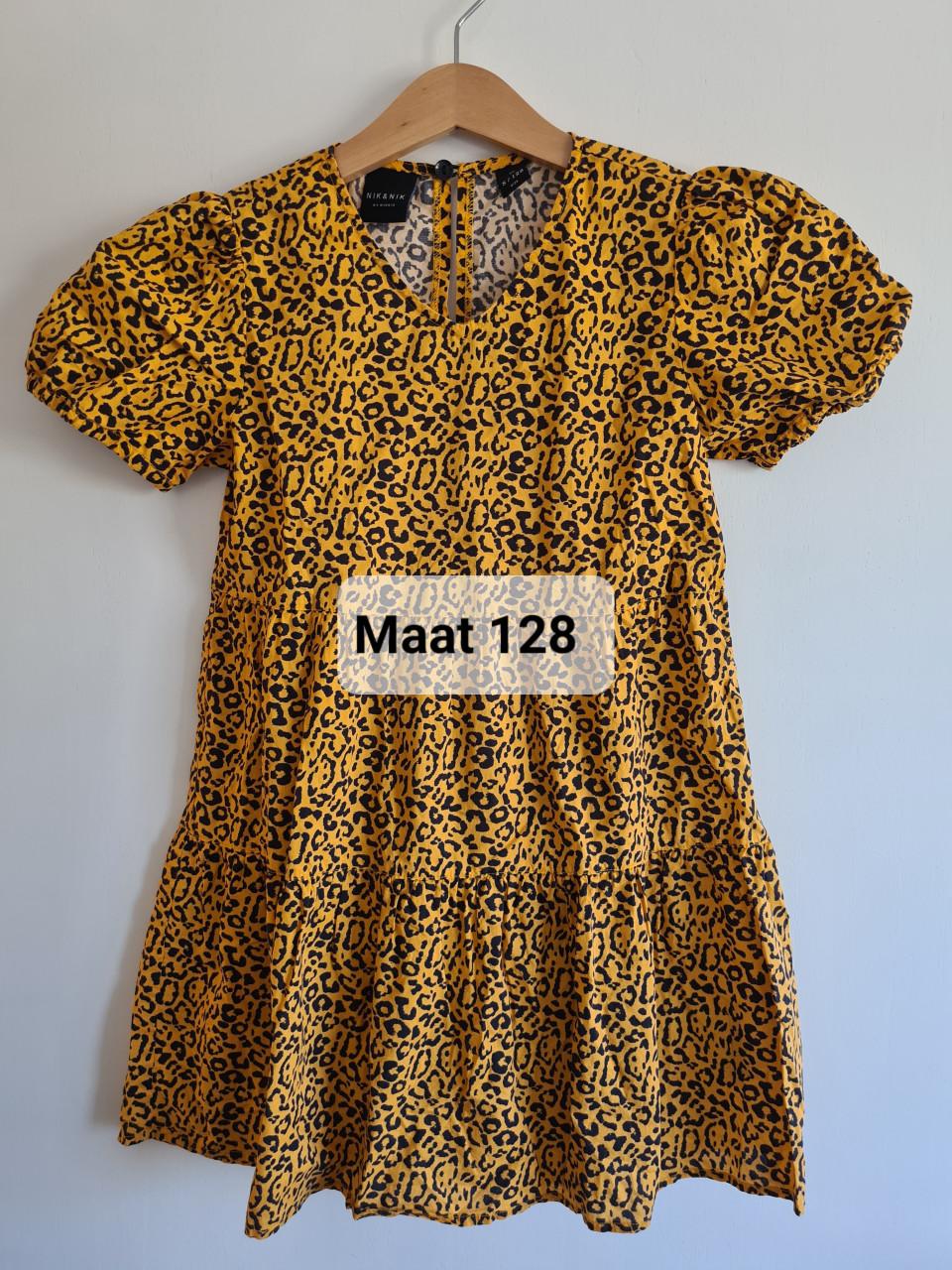 NIK&NIK geel met zwart zomer jurkje Maat 128