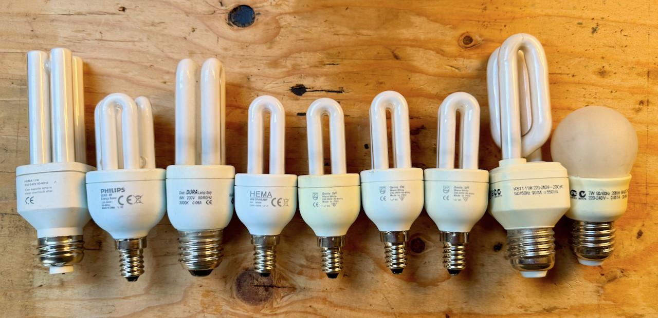 9 stuks spaarlampen / PL-lampen