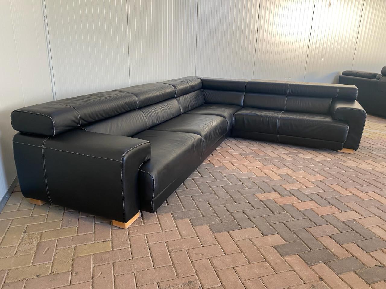 Callia Italia Zwart Leren Hoekbank – Gratis Levering NL & BE