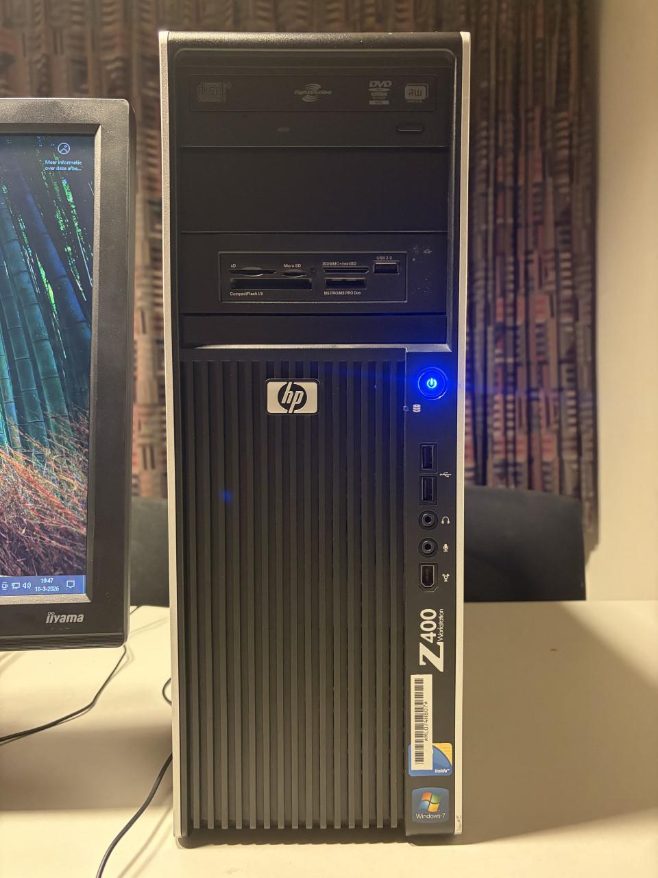 Complete HP Z400 i7-960 3.5Ghz 12Gb-ram Radeon R7-200 SSD+HDD 24inch 50€