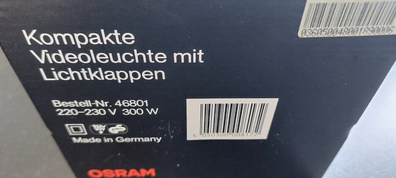 Osram videolamp 300S met kleppen