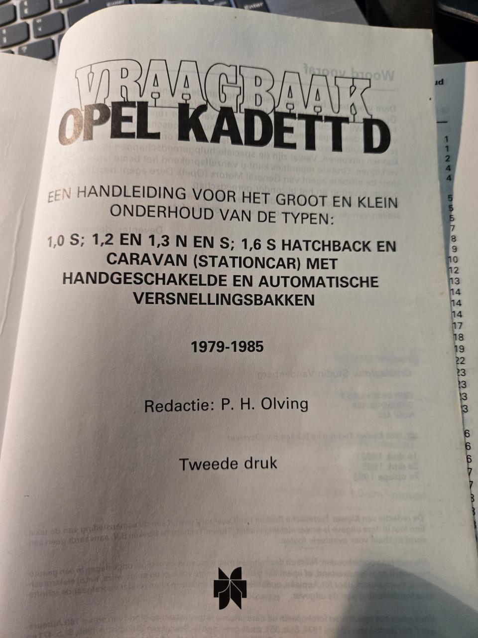 'Vraagbaak Opel Kadett D' onderhoudshandleiding