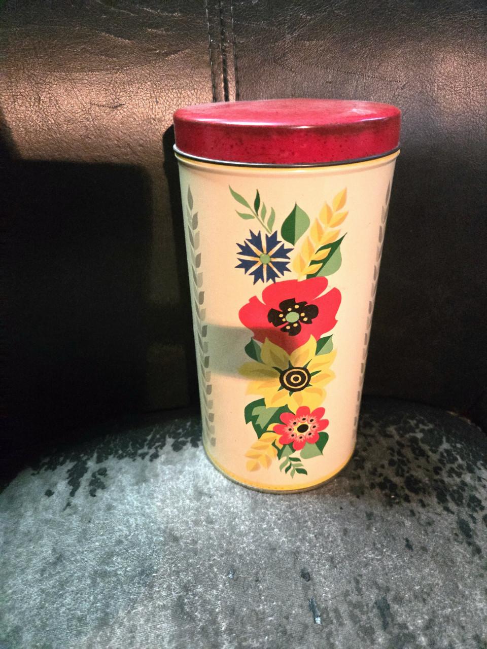 Vintage Verkade beschuitbus uit de jaren 60 H21 cm Ø10.5 cm