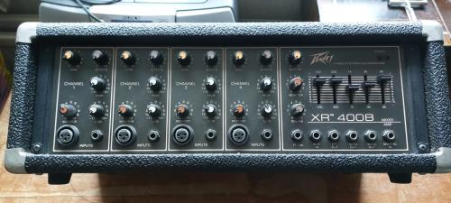 Peavey 210 Column 16 Ohm PA Speakers (Pair) + XR 400B Mixer AMP + Kabels
