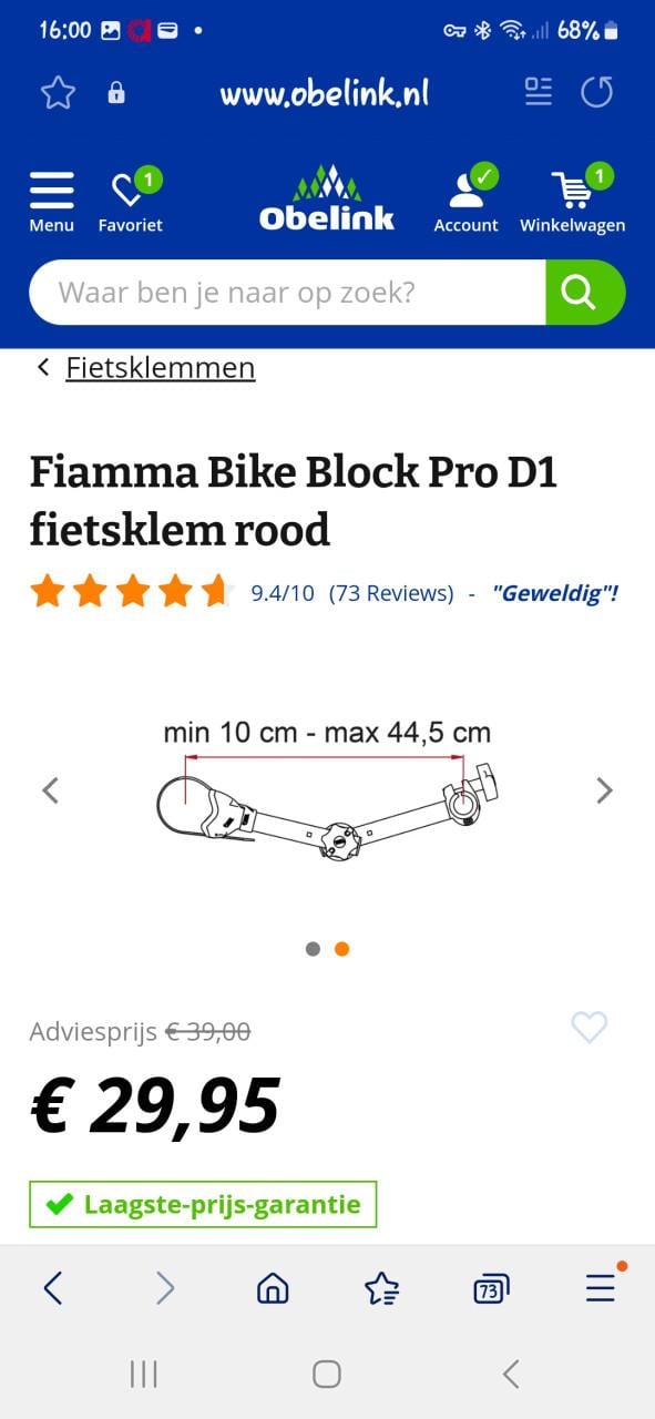 2 Fiamma fietsklem fietsendrager.