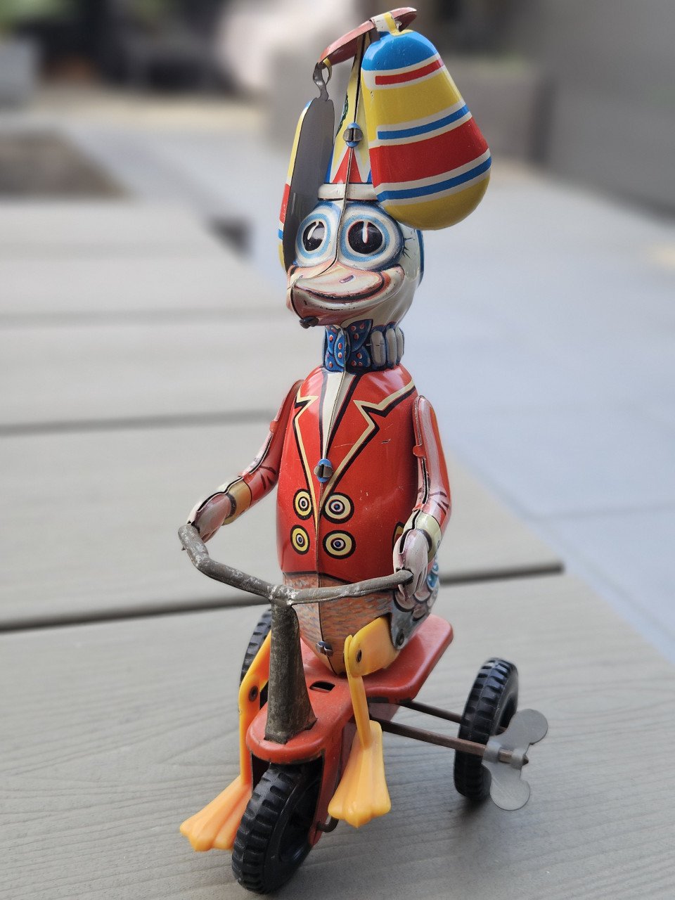 Vintage blikken (Duck on bike)opwindspeelgoed jaren 80....