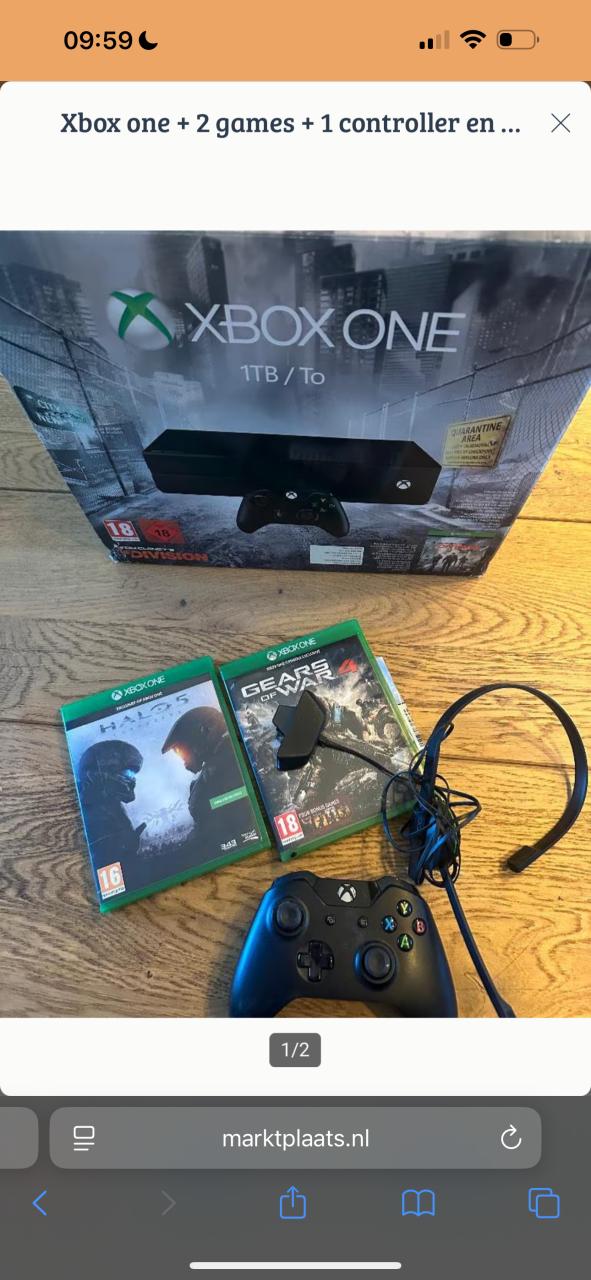 Xbox one + 2 games + 2 controllers en headset