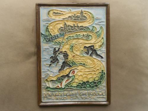 Verzets gedenk tegel ww2 den vaderlant ghetrouwe 1940 1945