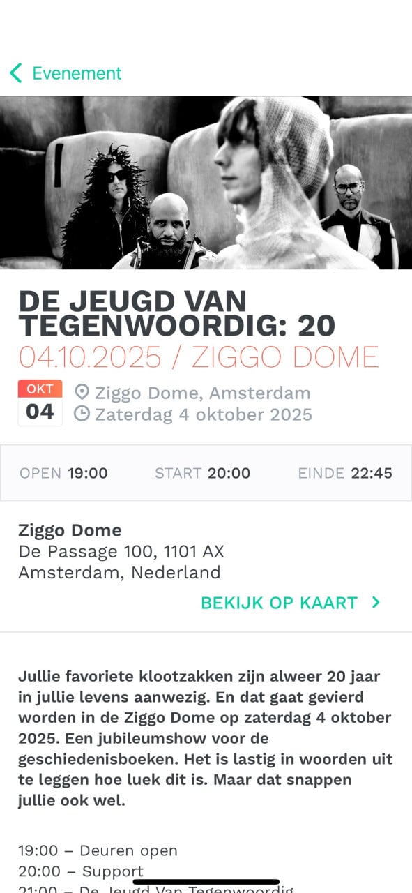 2x staanplaatsen (moshpit) voor de Jeugd van Tegenwoordig - 4 oktober