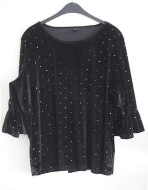 Zwart shirt met steentjes maat xl