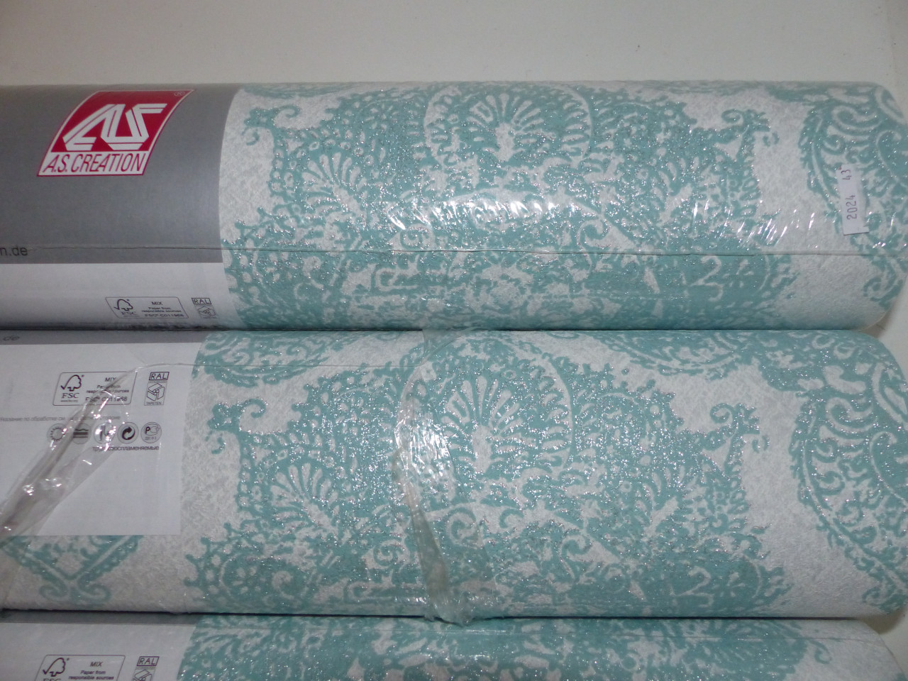 Behang dik 3 roL OOK voor slechte muren Turquoise iets glimmend ISOLEREND