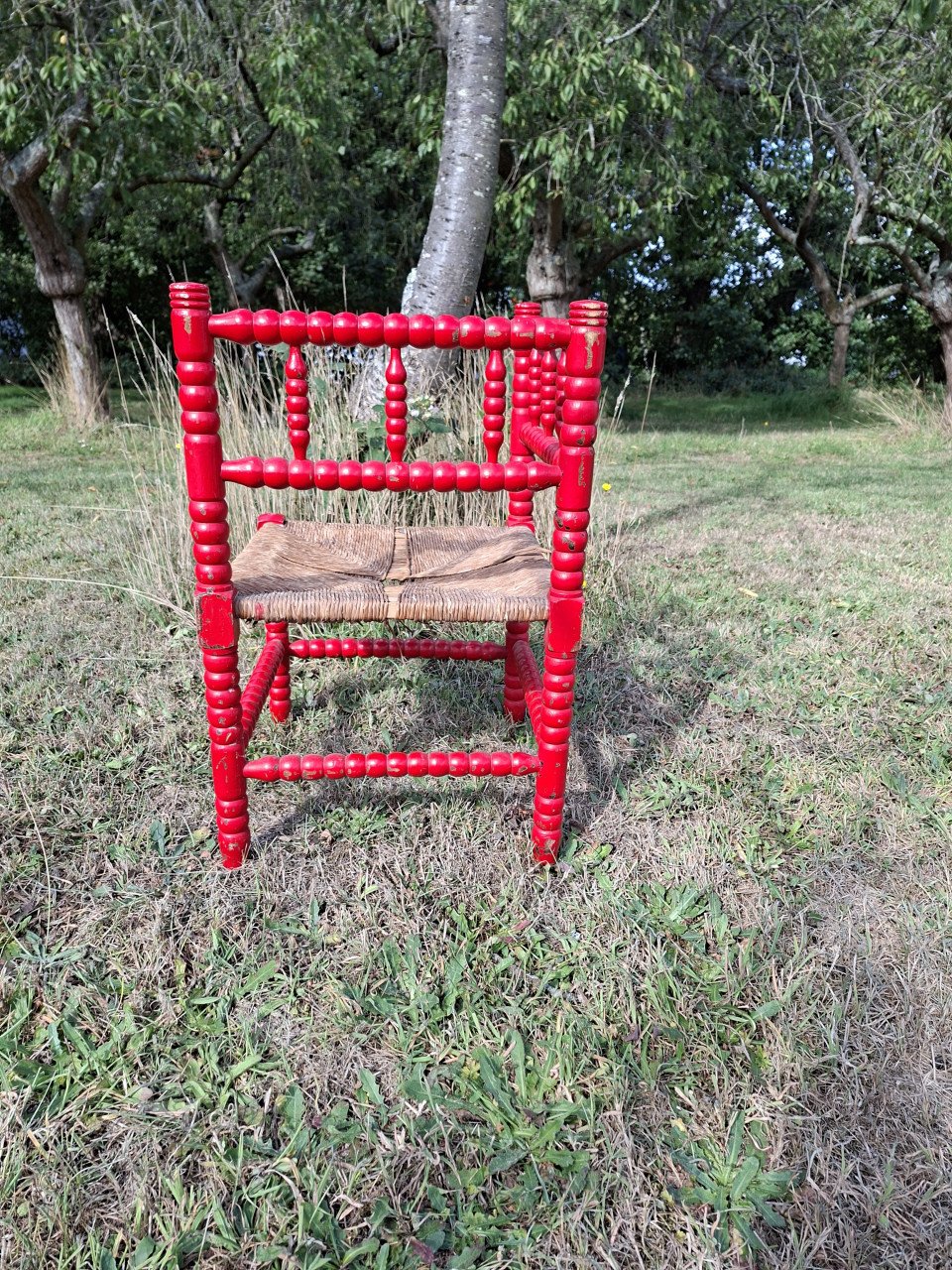 Robbin hoekstoel met rattan zitting
