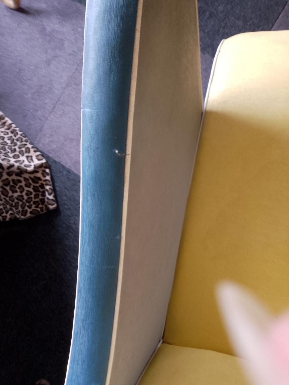 Jaren 50 bank (geel/grijs/blauw)