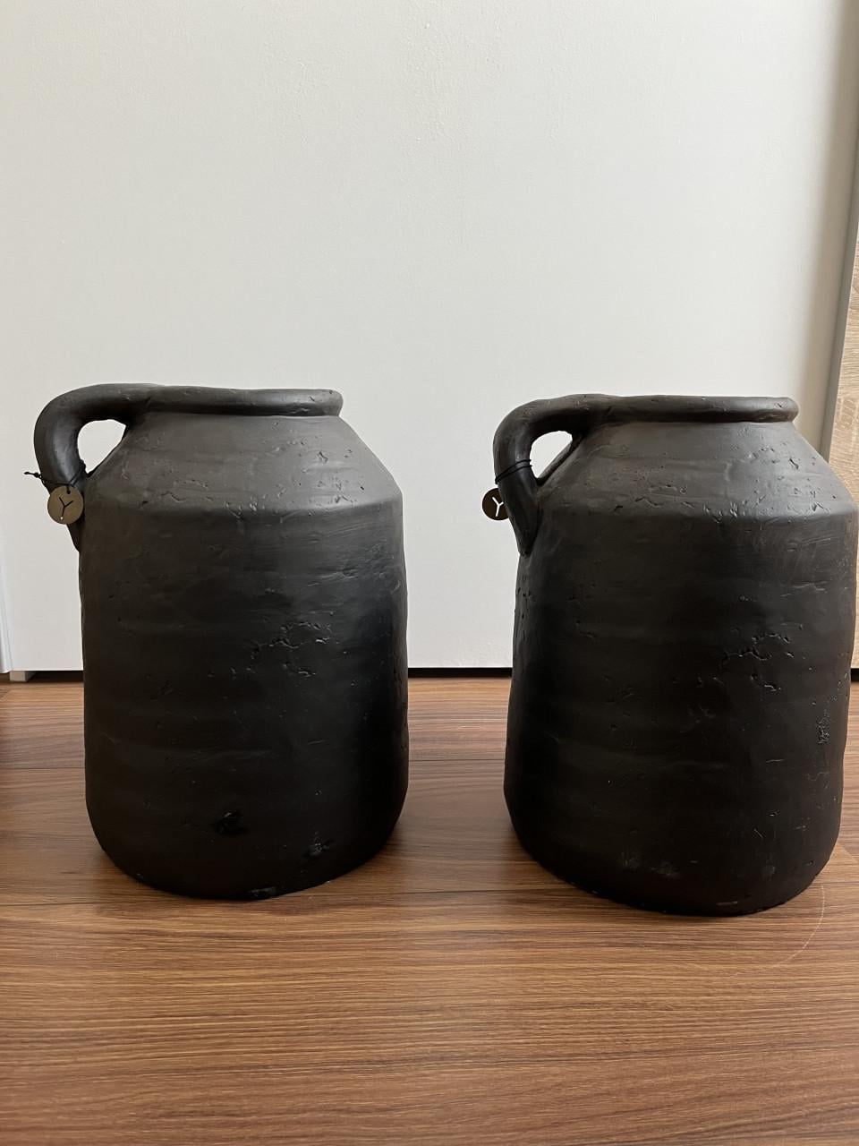 Zwarte stenen vazen (set van 2)