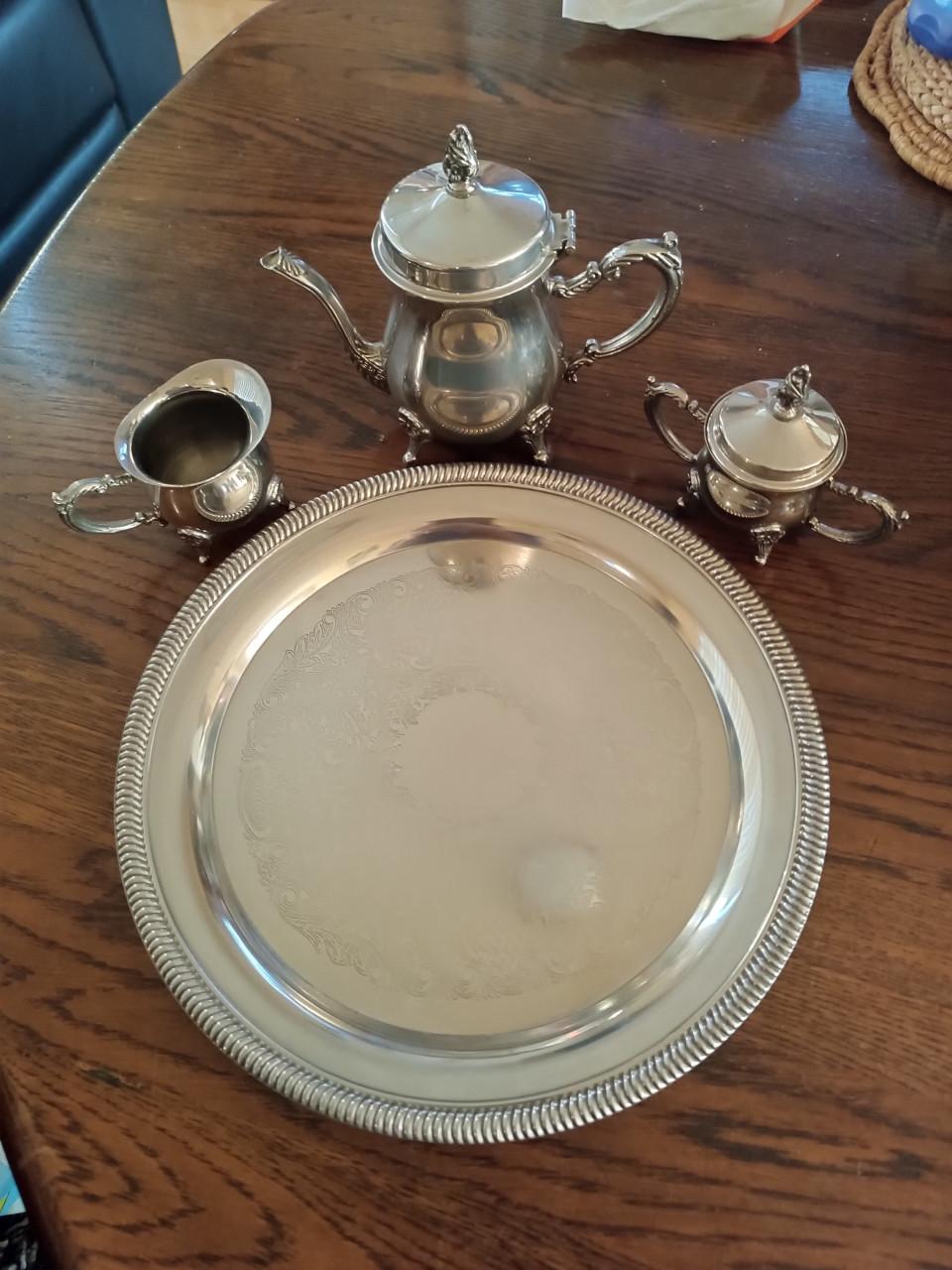 Vintage Verzilverde Theeset - 4-delig met Dienblad