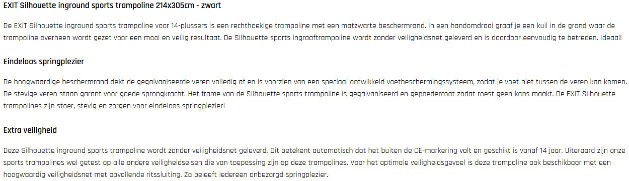 Nieuw! Trampoline Exit Silhouete inground 214 x 305cm + beschermhoes