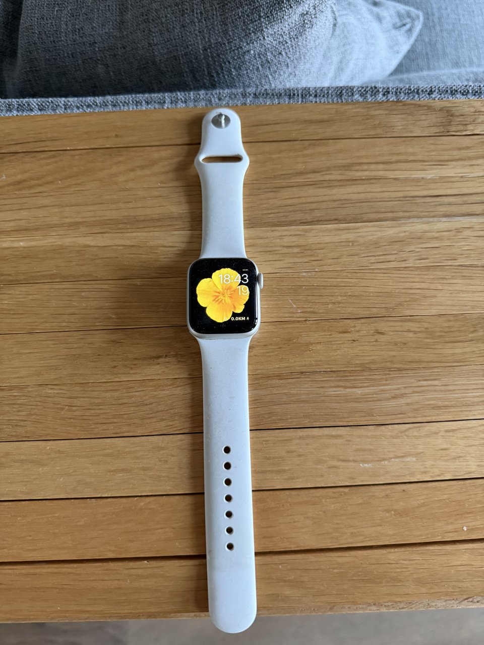 Apple Watch serie 6 zilver 40mm met wit bandje