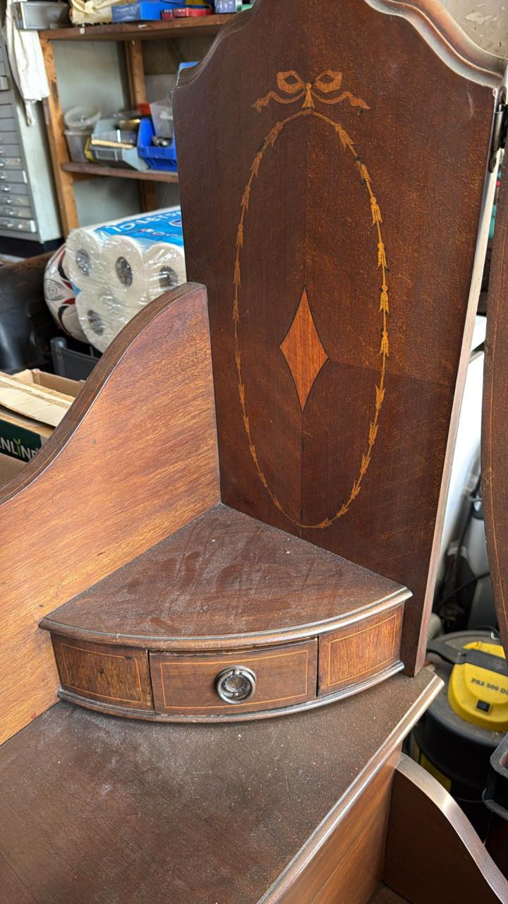 Kaptafel / toilettafel spiegel mahonie Edwardian Engels 1900