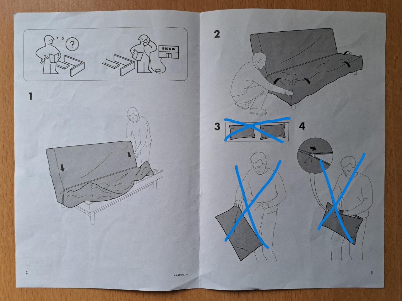 BEDDINGE - IKEA - gewatteerde  antraciet grijze 3-zits slaapbankhoes