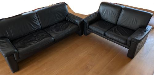 Leren 2 en 3 zits bank zwart