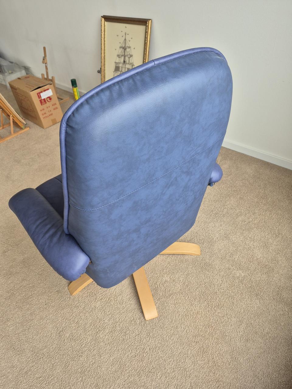 Fauteuil blauw leer