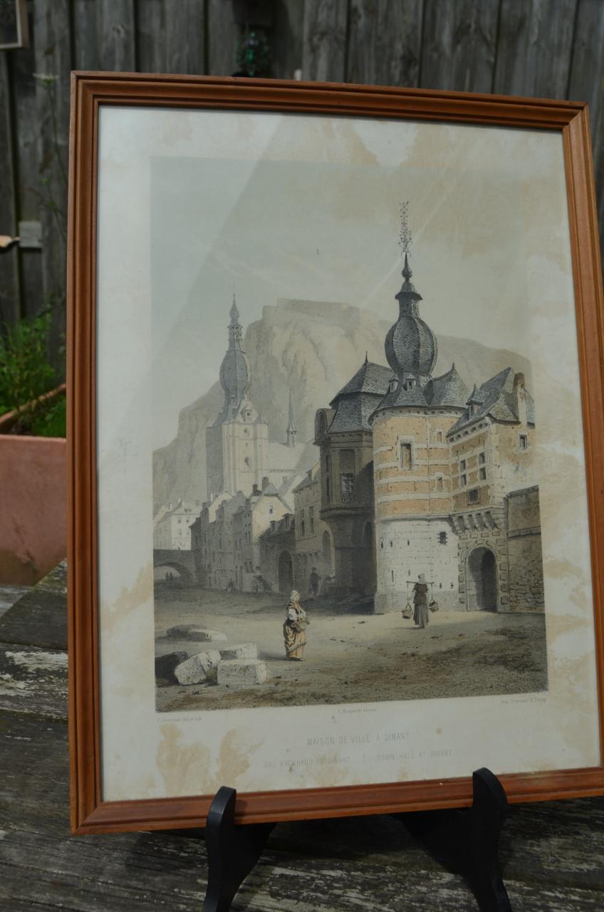 Belgische lithografische prenten van gebouwen (2)