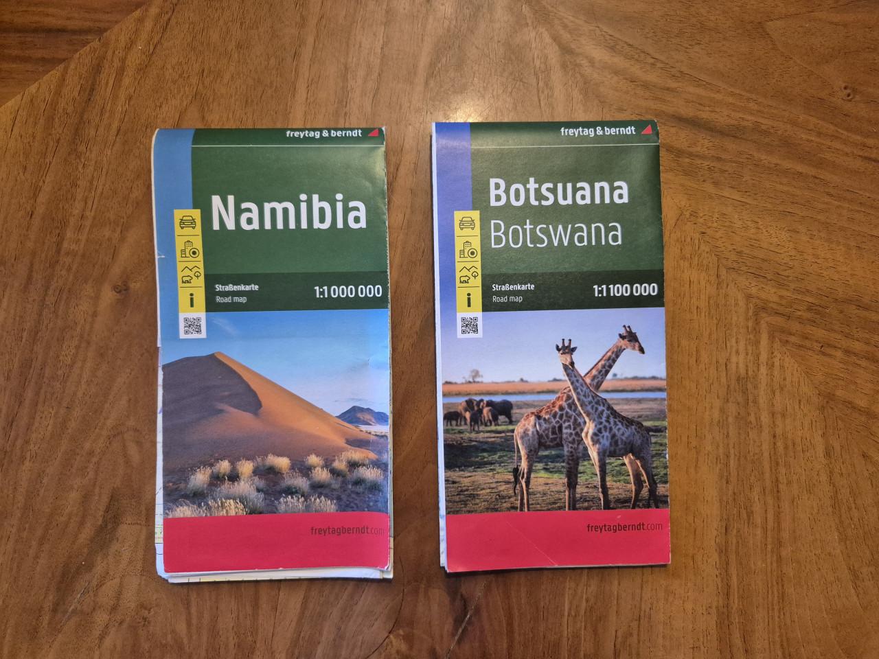 Wegen-/landkaarten Namibië  & Botswana