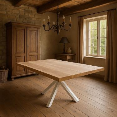 EIKEN BOOMSTAMTAFEL 210X100 MET ONDERSTEL NAAR KEUZE